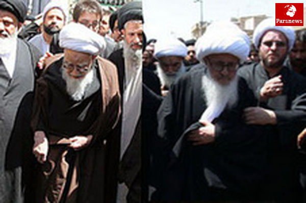 پیادهروی دو مرجع تقلید در عزای فاطمی (س)