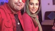 ست قرمز خانم بازیگر با همسرش + عکس