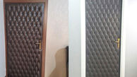 بازسازی درب چوبی قدیمی اتاق به درب چرمی آکوستیک