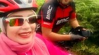 دوچرخه سواری صبا راد با همسر خوش صدایش + عکس