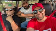 گشت و گذار رضا بهرام و دوستانش با ماشین لاکچریش + عکس
