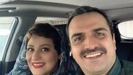 شبنم‌ مقدمی و همسرش در ماشینشون + عکس