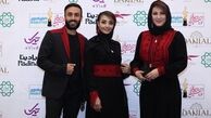عکس فاطمه گودرزی به همراه پسر و عروسش در جشن حافظ