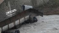 سقوط تریلر به رودخانه در کرمانشاه 