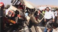 برخورد مینی بوس با تیر برق در بابل