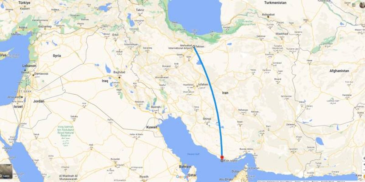 فاصله پروازی تهران با سایر شهرهای ایران