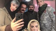 پرچم بالای اتاق گریم خانم بازیگر + عکس