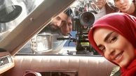 سپیده خداوردی در ماشین قدیمی اش+عکس