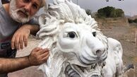 مهدی صبایی و شیر سنگی + عکس