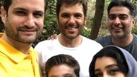 پویا امینی و پسرش در جمع بازیگران+عکس