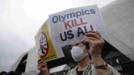 تجمع مخالفان المپیک مقابل هتل رئیس IOC