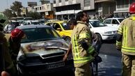 حریق ناگهانی زانتیا در سه راه آذری تهران + تصاویر 