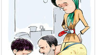 کاریکاتور کارگران مشغول کارند 