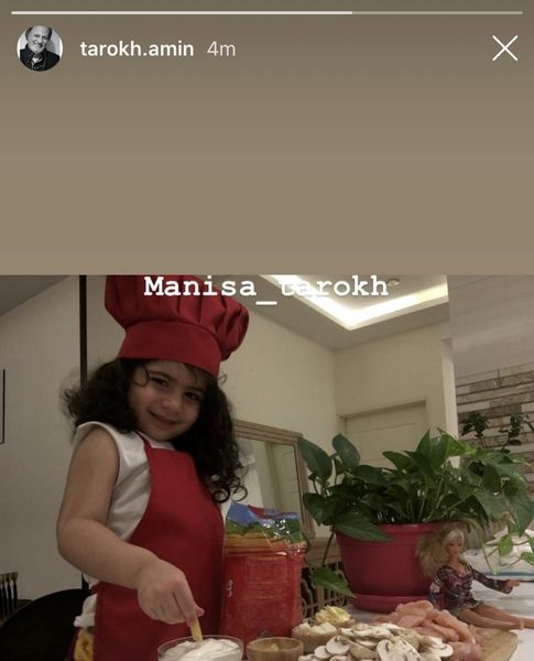 آشپزی کردن نوه امین تارخ + عکس